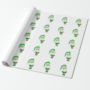 Chibi Santa grön dräkt Presentpapper