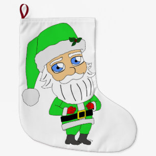 Chibi Santa grön dräkt Stor Julstrumpa