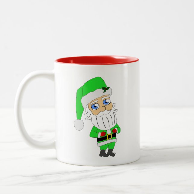 Chibi Santa grön dräkt Två-Tonad Mugg (Vänster)