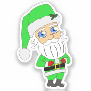 Chibi Santa grön kostym Klistermärken