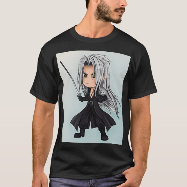 Chibi Silverhårig Antihjälte  T Shirt (Framsida)