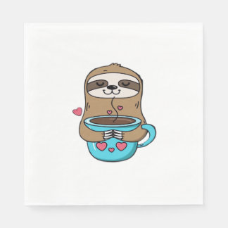 Chibi Sloth Coffee Älskare - Cute Kawaii Sloth Hug Pappersservett