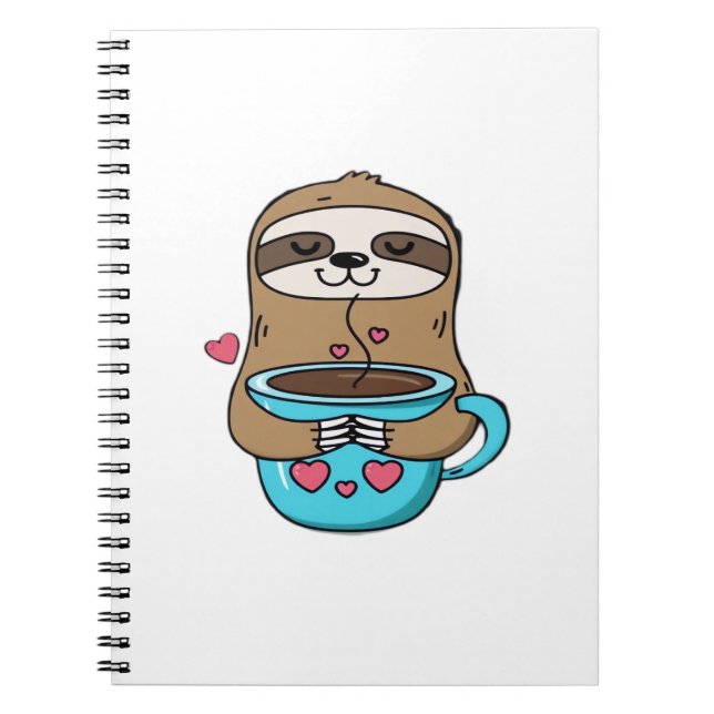 Chibi Sloth Coffee Lover � Cute Kawaii Sloth Huggi Anteckningsbok (Framsidan)