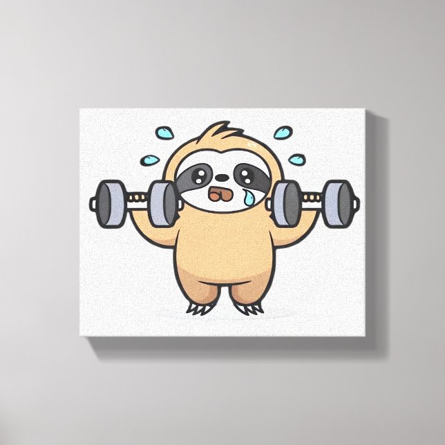 Chibi Sloth Gym Misslyckas - Cute Kawaii Funny Wor Canvastryck (Framsida)