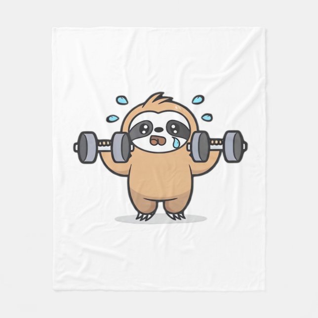 Chibi Sloth Gym Misslyckas - Cute Kawaii Funny Wor Fleecefilt (Framsidan)