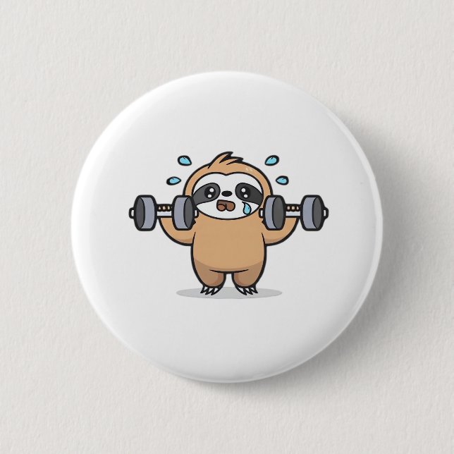 Chibi Sloth Gym Misslyckas - Cute Kawaii Funny Wor Knapp (Framsida)