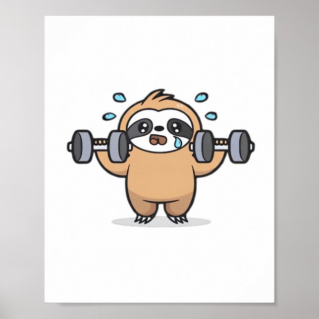 Chibi Sloth Gym Misslyckas - Cute Kawaii Funny Wor Poster (Framsidan)