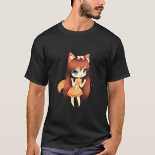 Chibi Stil Kawaii japansk Anime Girl with Fox Ea T Shirt