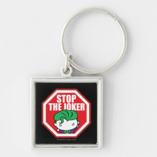 Chibi "Stop the Joker"-skylt Fyrkantig Silverfärgad Nyckelring
