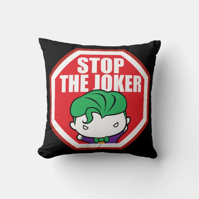 Chibi "Stop the Joker"-skylt Kudde (Framsida)
