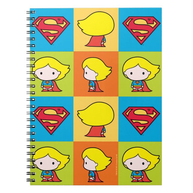 Chibi Supergirl Character Turnround Anteckningsbok Med Spiral (Framsidan)