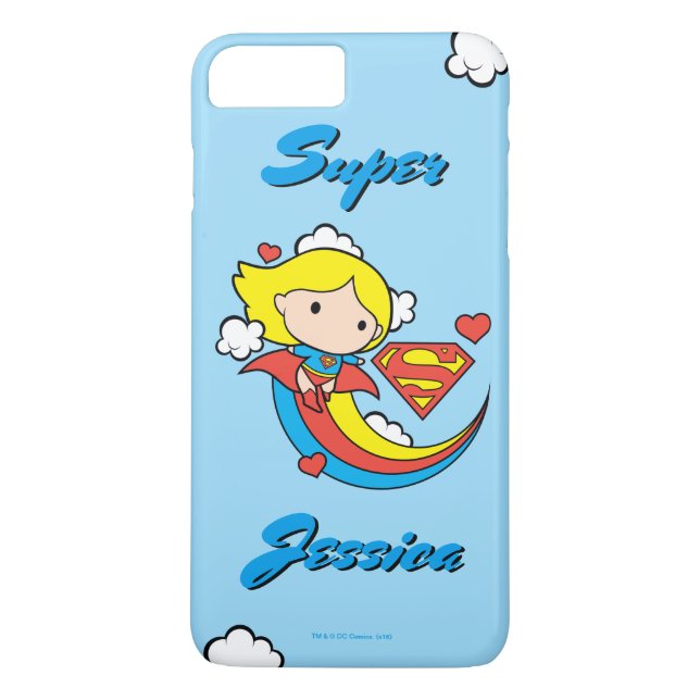 Chibi Supergirl Flies Rainbow Case-Mate iPhone Skal (Baksida)