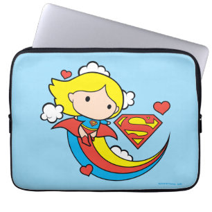 Chibi Supergirl Flies Rainbow Laptop Sleeve