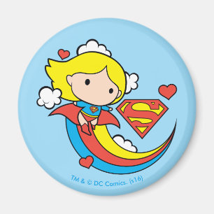 Chibi Supergirl Flies Rainbow Magnet