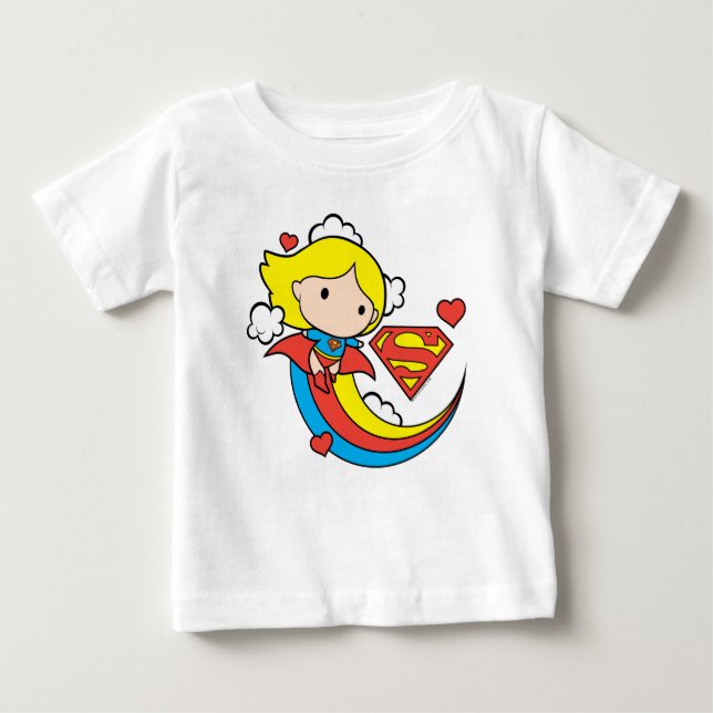 Chibi Supergirl Flies Rainbow Tee (Framsida)