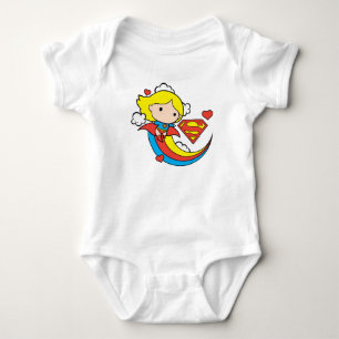 Chibi Supergirl Flying Rainbow Tee Shirt
