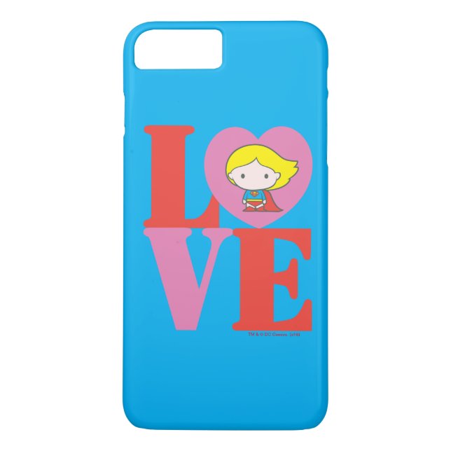 Chibi Supergirl KÄRLEK Case-Mate iPhone Skal (Baksida)