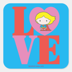 Chibi Supergirl KÄRLEK Fyrkantigt Klistermärke