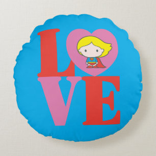 Chibi Supergirl KÄRLEK Rund Kudde