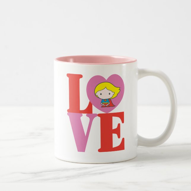 Chibi Supergirl KÄRLEK Två-Tonad Mugg (Höger)