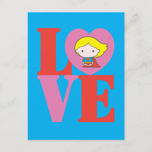 Chibi Supergirl KÄRLEK Vykort