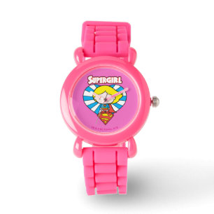 Chibi Supergirl Starburst Heart and Logotyp Armbandsur