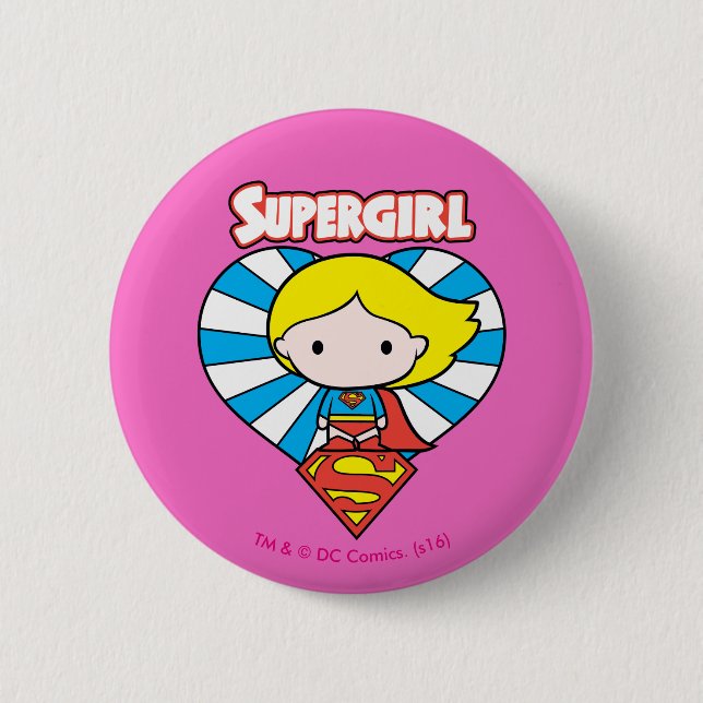 Chibi Supergirl Starburst Heart and Logotyp Knapp (Framsida)