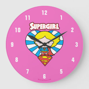 Chibi Supergirl Starburst Heart and Logotyp Stor Klocka