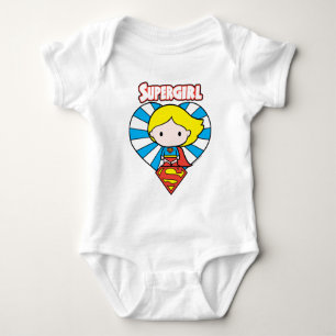 Chibi Supergirl Starburst Heart and Logotyp Tee Shirt