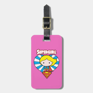 Chibi Supergirl Starburst Heart och Logotyp Bagagebricka