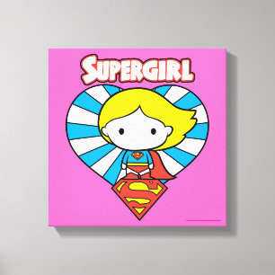 Chibi Supergirl Starburst Heart och Logotyp Canvastryck