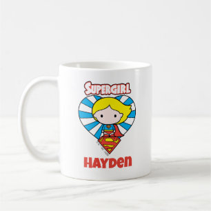 Chibi Supergirl Starburst Heart och Logotyp Kaffemugg