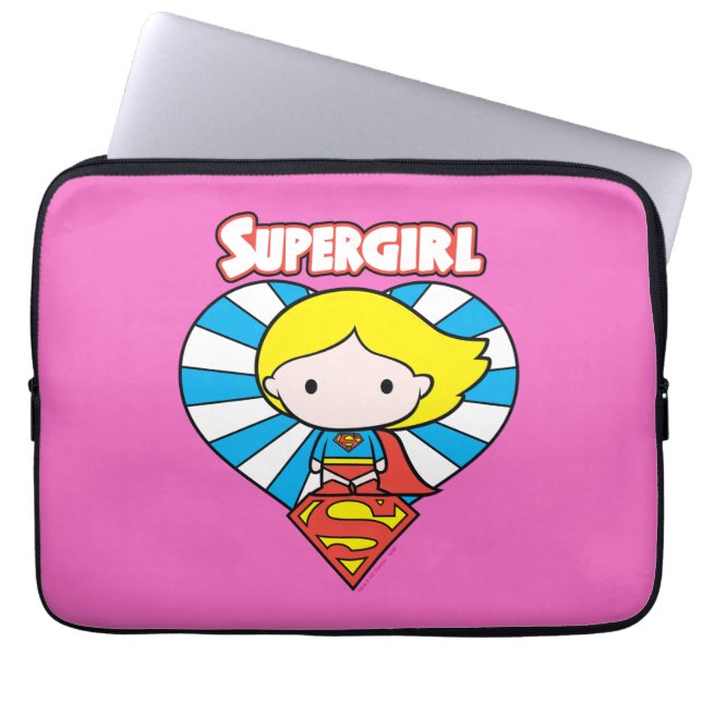 Chibi Supergirl Starburst Heart och Logotyp Laptop Sleeve (Framsidan)
