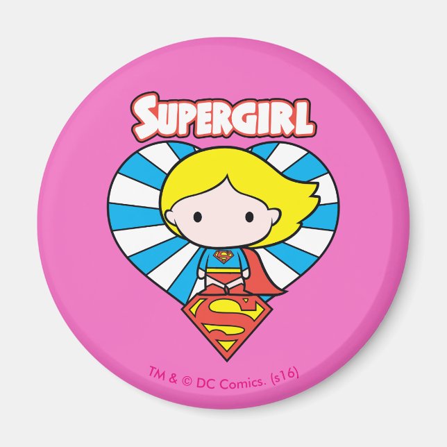 Chibi Supergirl Starburst Heart och Logotyp Magnet (Framsidan)
