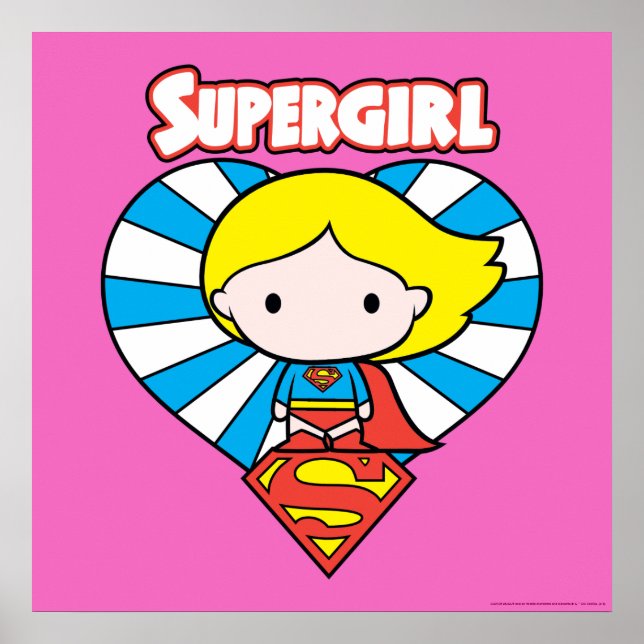 Chibi Supergirl Starburst Heart och Logotyp Poster (Framsidan)