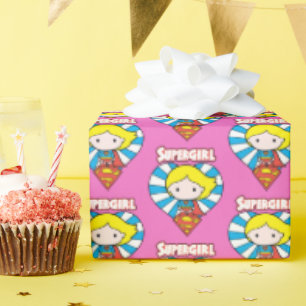 Chibi Supergirl Starburst Heart och Logotyp Presentpapper