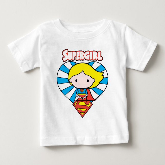 Chibi Supergirl Starburst Heart och Logotyp Tee (Framsida)