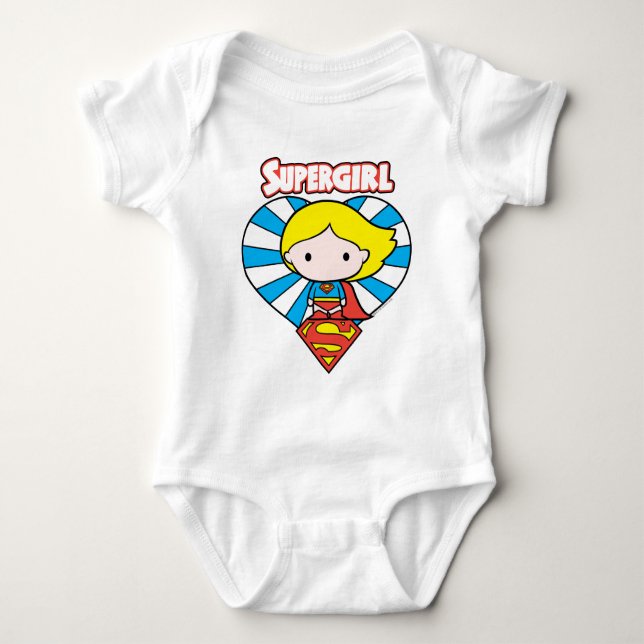 Chibi Supergirl Starburst Heart och Logotyp Tee Shirt (Framsida)