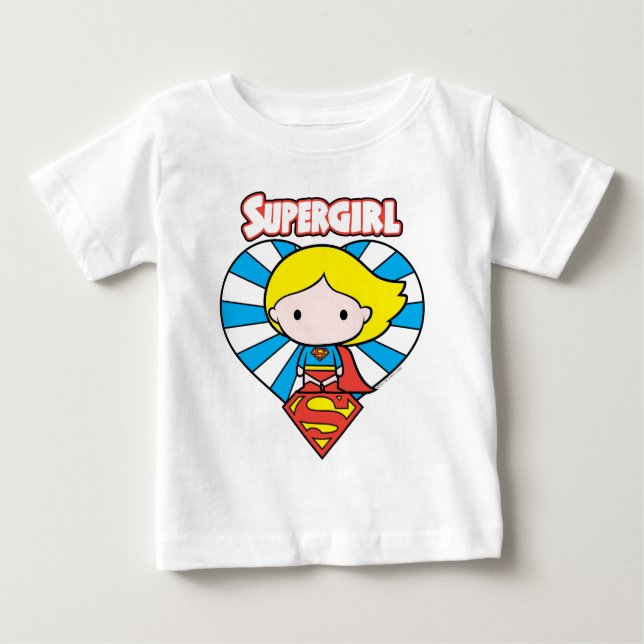 Chibi Supergirl Starburst Heart och Logotyp Tee Shirt (Framsida)