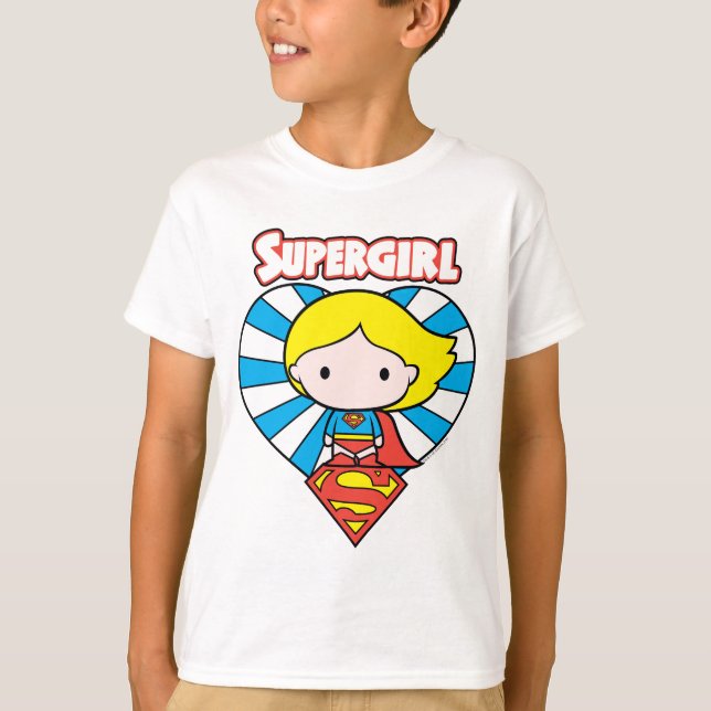 Chibi Supergirl Starburst Heart och Logotyp Tröja (Framsida)