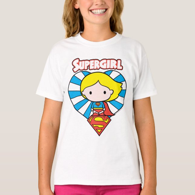 Chibi Supergirl Starburst Heart och Logotyp Tröja (Framsida)