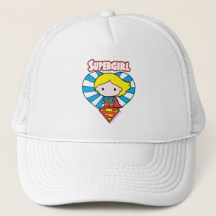 Chibi Supergirl Starburst Heart och Logotyp Truckerkeps