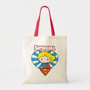 Chibi Supergirl Starburst Heart och Logotyp Tygkasse