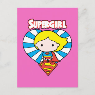 Chibi Supergirl Starburst Hjärtlogo Vykort