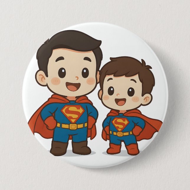 Chibi Superhjälte Duo Pappersvaror	 Knapp (Framsida)
