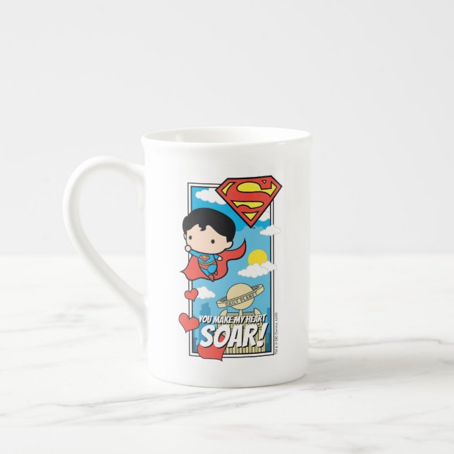 Chibi Superman - du gör mitt hjärta Soar Valentine Benporslin Mugg (Vänster)