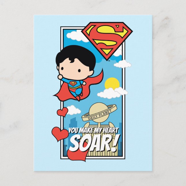 Chibi Superman - du gör mitt hjärta Soar Valentine Helg Vykort (Framsida)