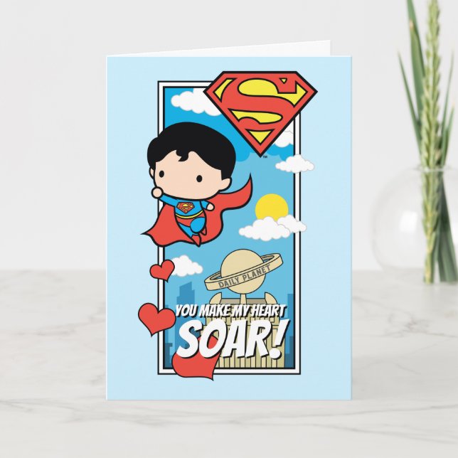 Chibi Superman - du gör mitt hjärta Soar Valentine Helgkort (Framsida)