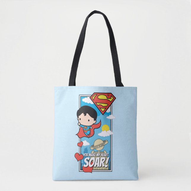Chibi Superman - du gör mitt hjärta Soar Valentine Tygkasse (Framsida)