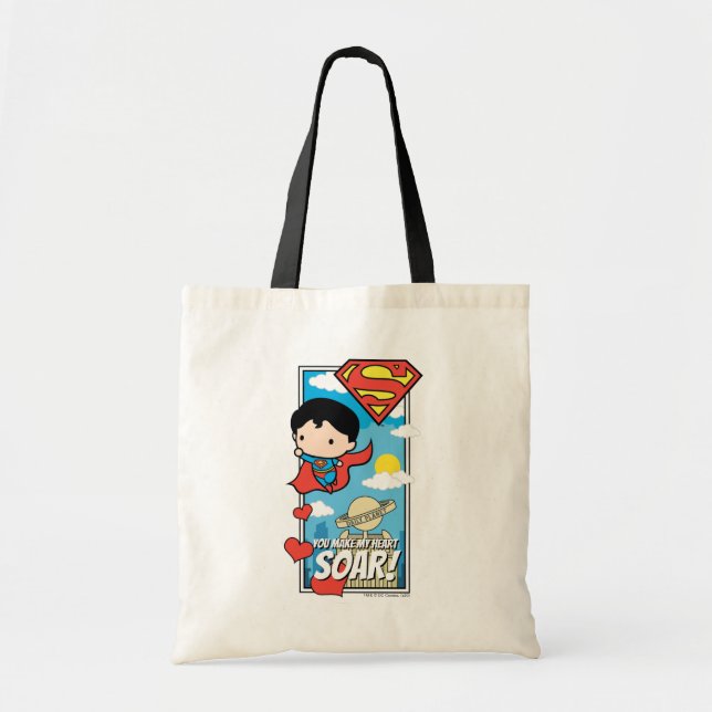 Chibi Superman - du gör mitt hjärta Soar Valentine Tygkasse (Framsidan)